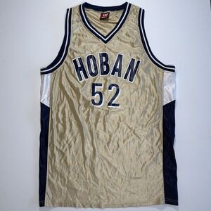 Vintage Wilson Hoban #52 Gold, White, & Navy‎ Blue Basketball Jersey Size 46